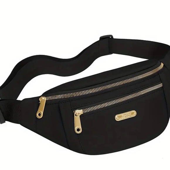 Belt Bag  , Crossbody Bag Black , Fabric Unisex - Picture 1 of 11